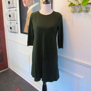 J. Jill Ponte Forest Green 3/4 Sleeve Dress